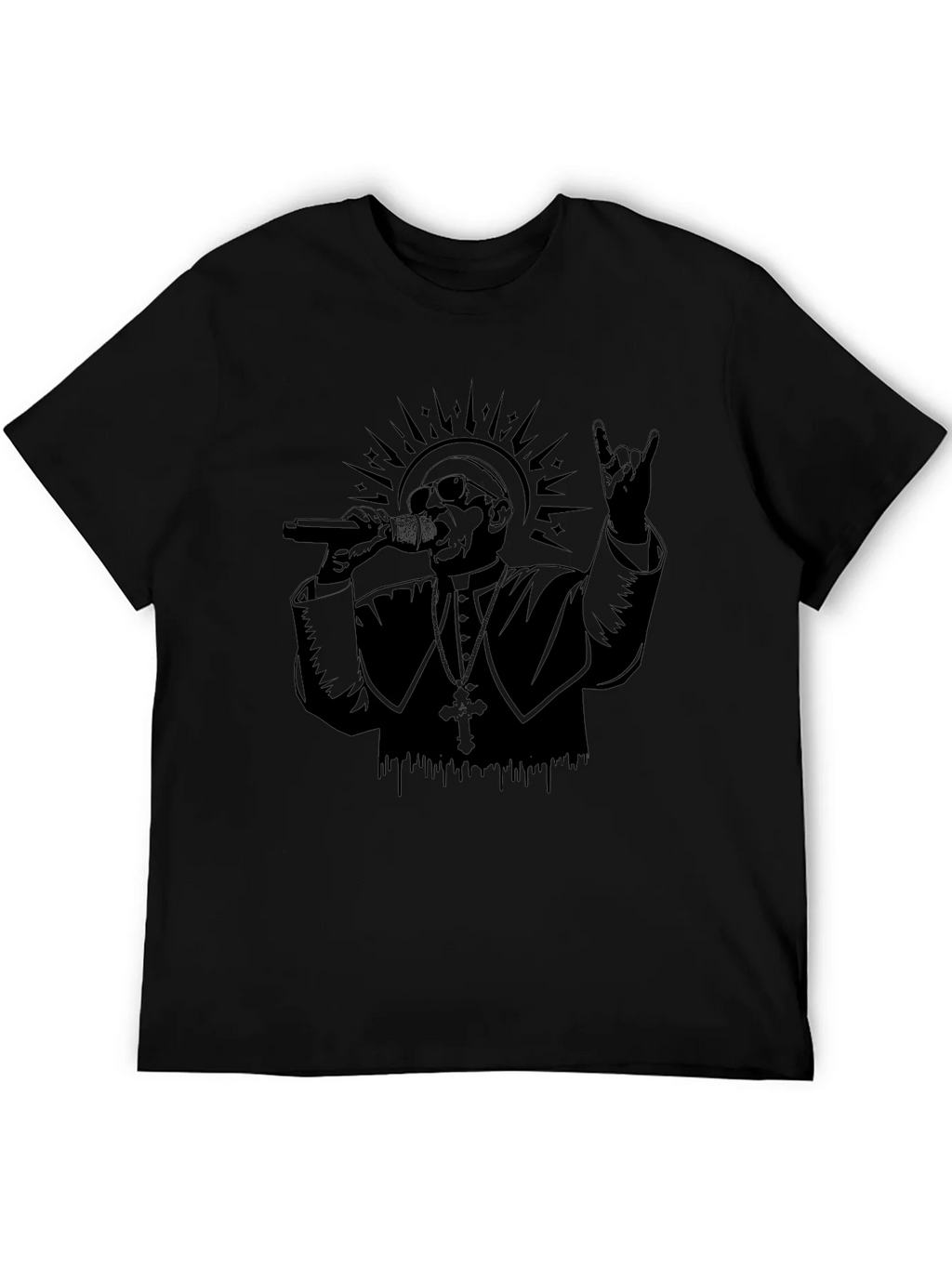 Rocker Pope Graphic Tee - Black Cotton T-Shirt product image 5