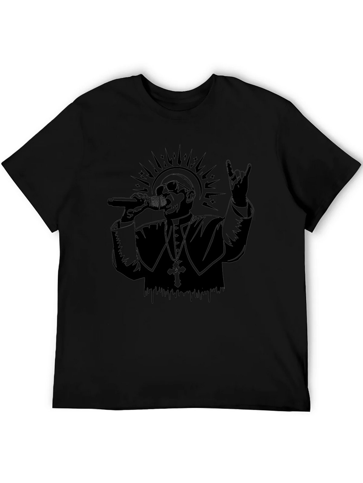 Rocker Pope Graphic Tee - Black Cotton T-Shirt product image 5