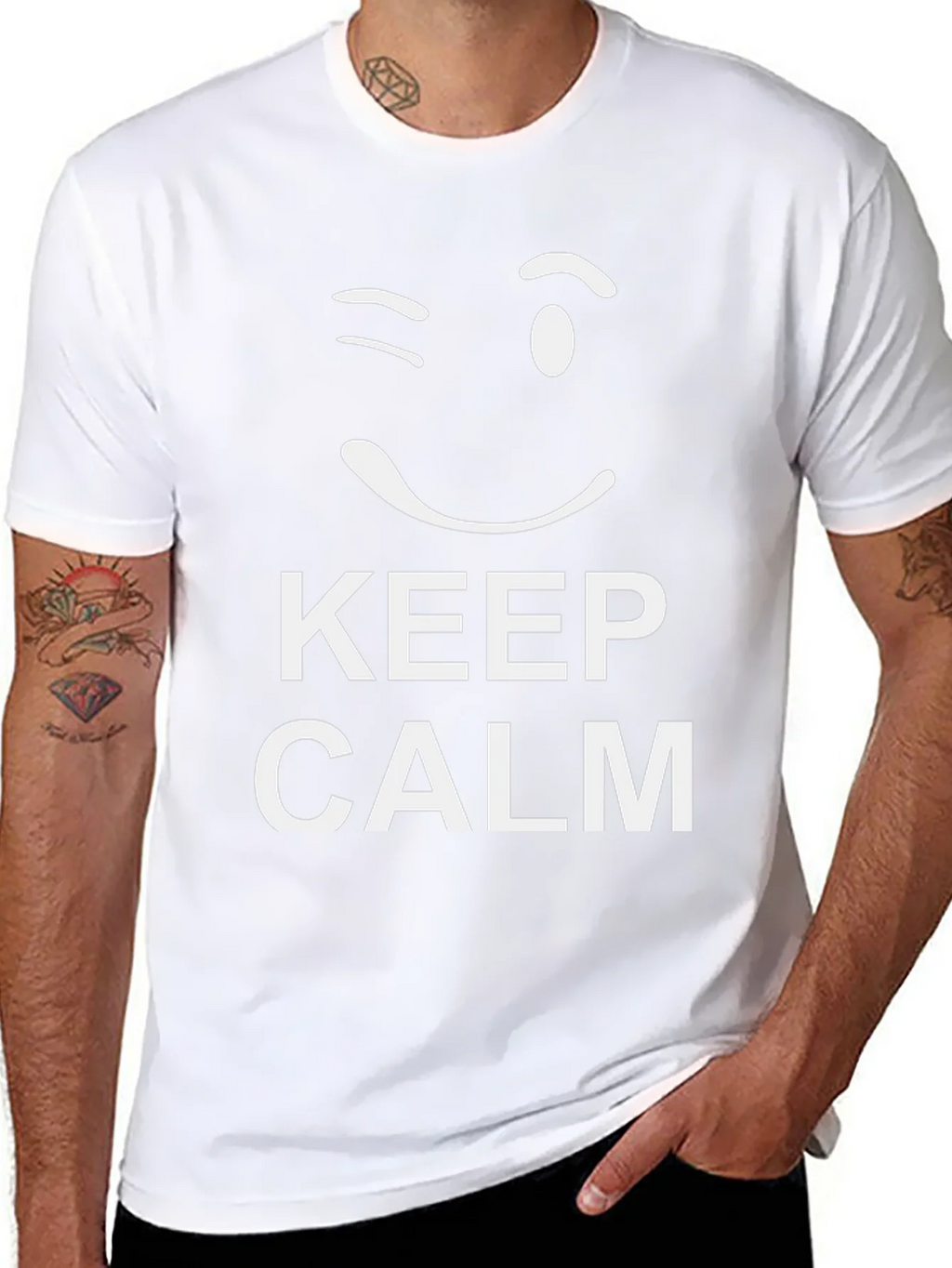 Keep Calm Wink Graphic Tee - Black Cotton T-Shirt product image 7