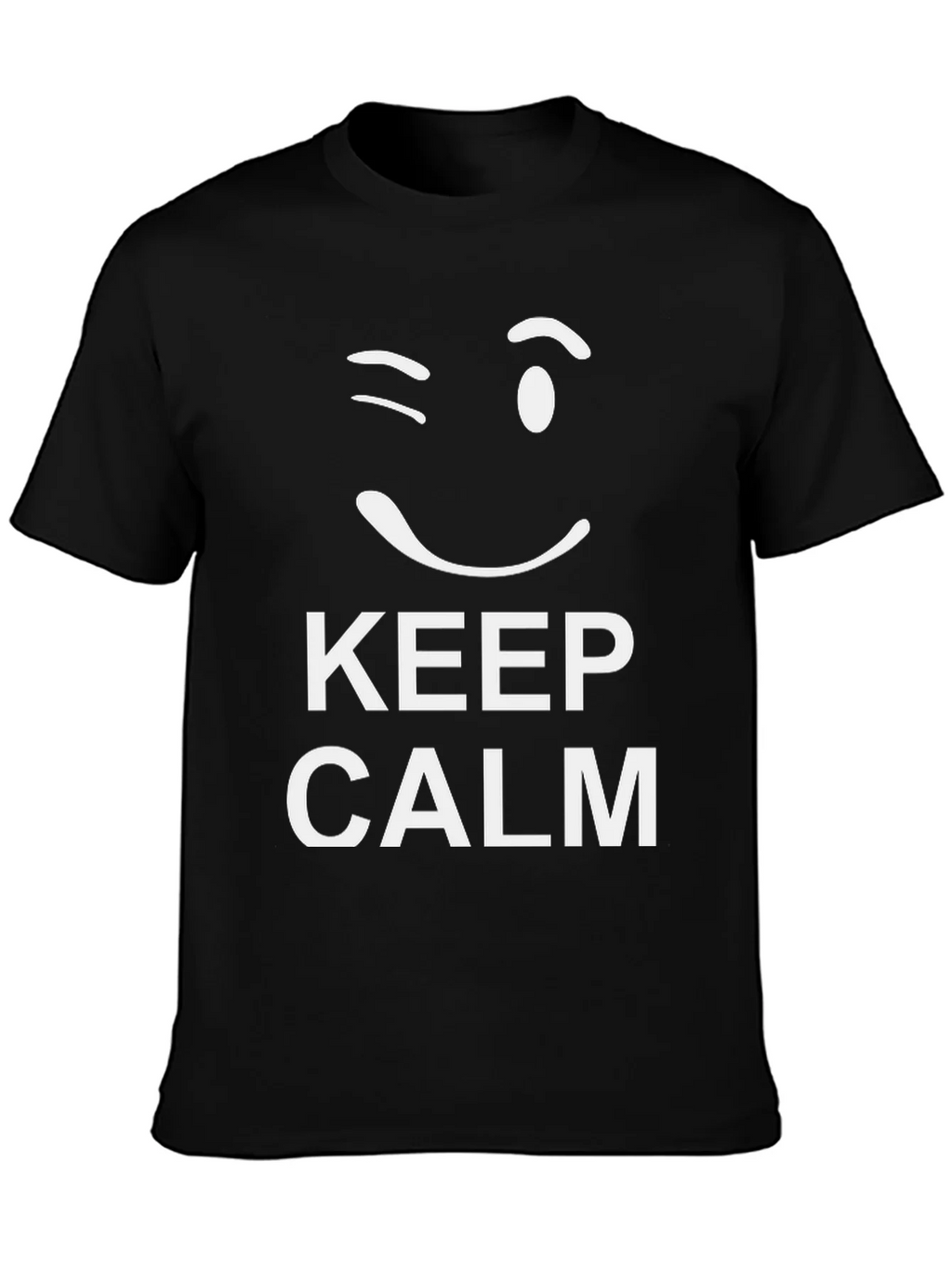 Keep Calm Wink Graphic Tee - Black Cotton T-Shirt product image 3