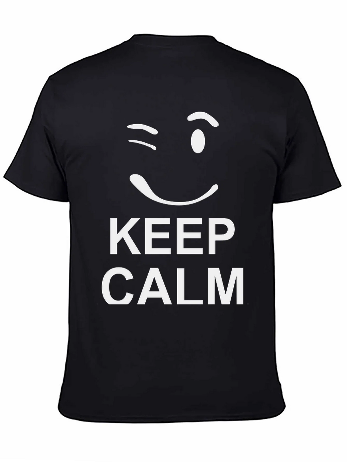 Keep Calm Wink Graphic Tee - Black Cotton T-Shirt product image 4
