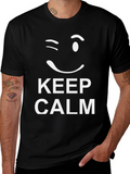 Keep Calm Wink Graphic Tee - Black Cotton T-Shirt product image 1