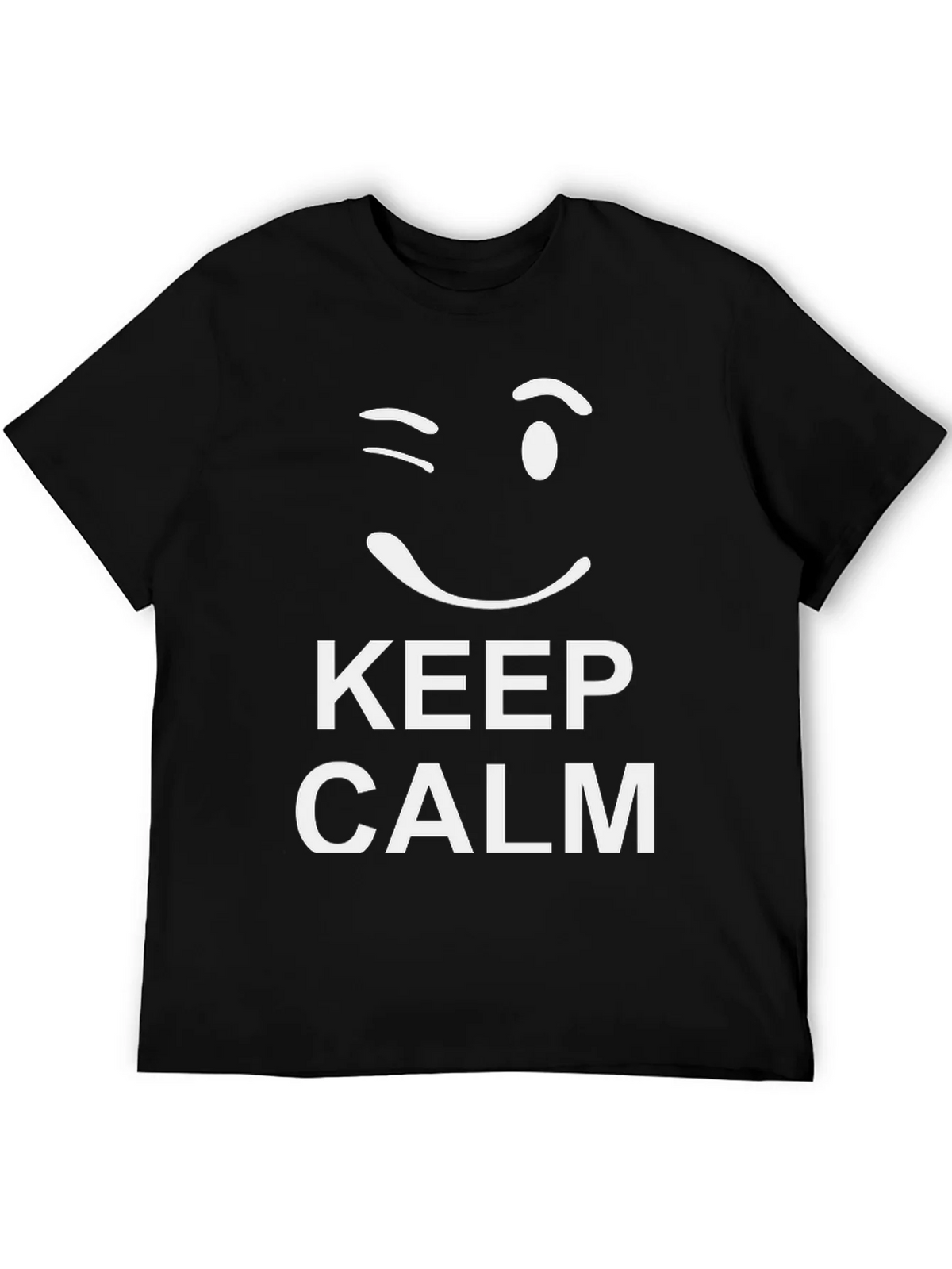 Keep Calm Wink Graphic Tee - Black Cotton T-Shirt product image 5