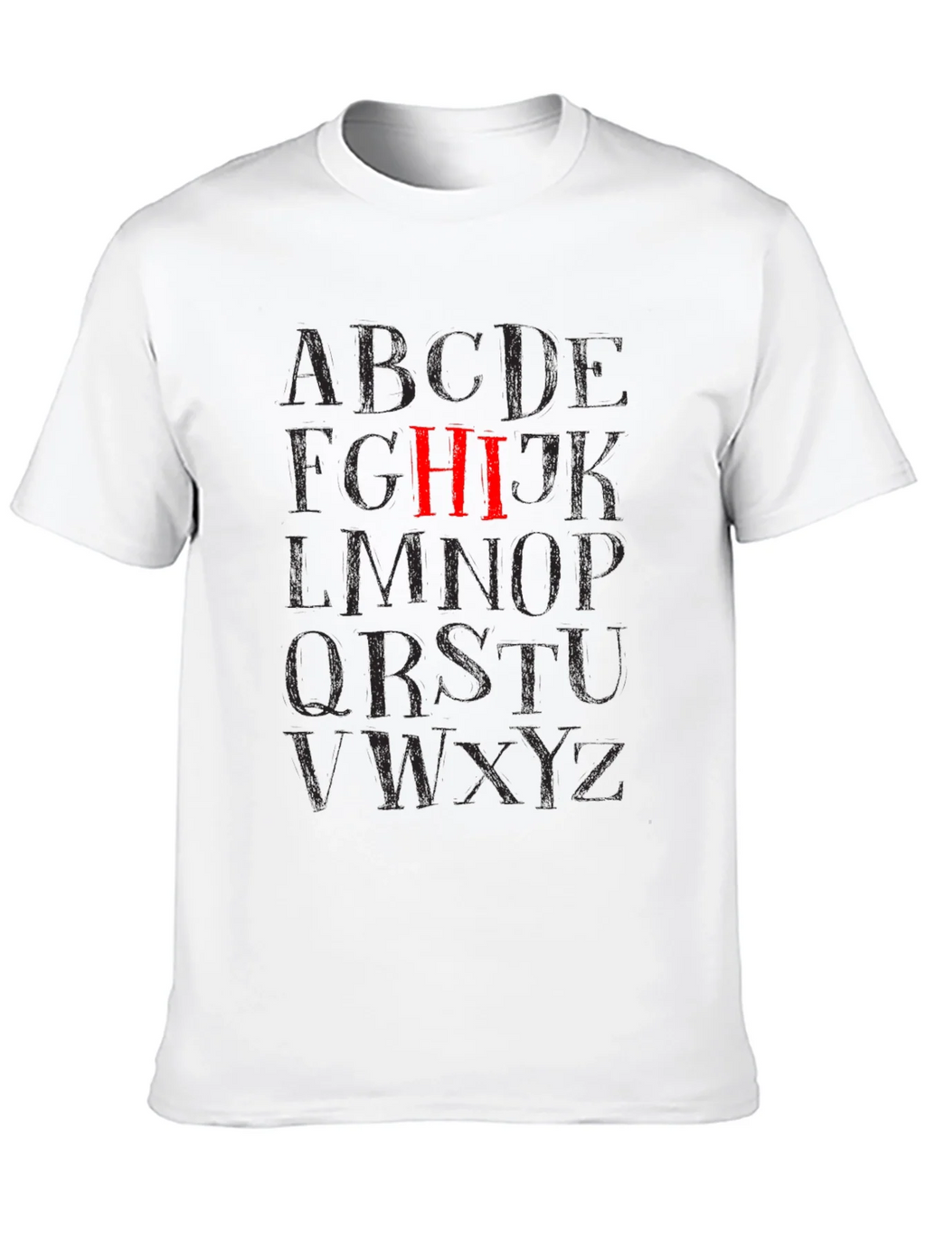 Alphabet HI Black Graphic T-Shirt product image 7