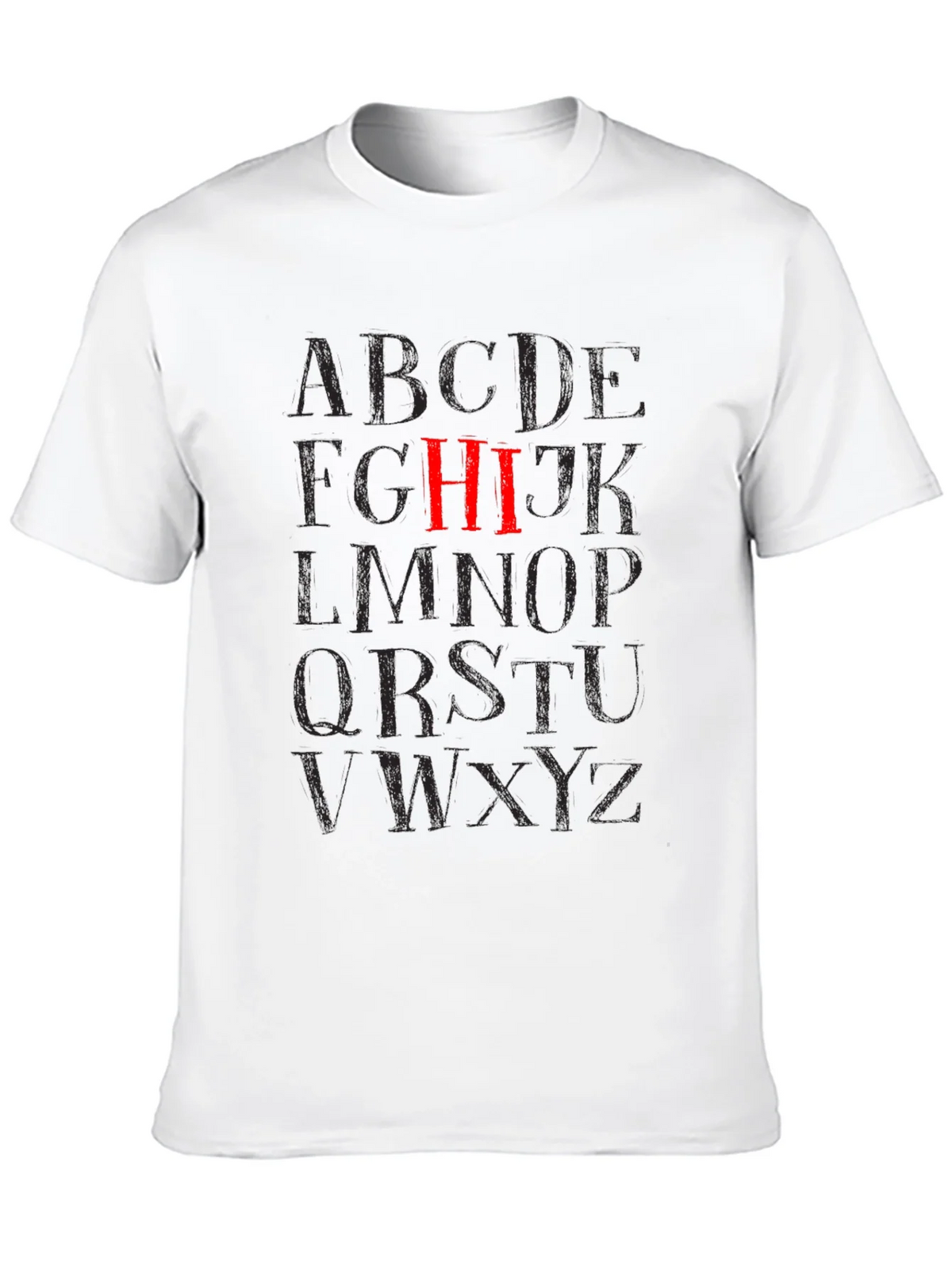 Alphabet HI Black Graphic T-Shirt product image 7