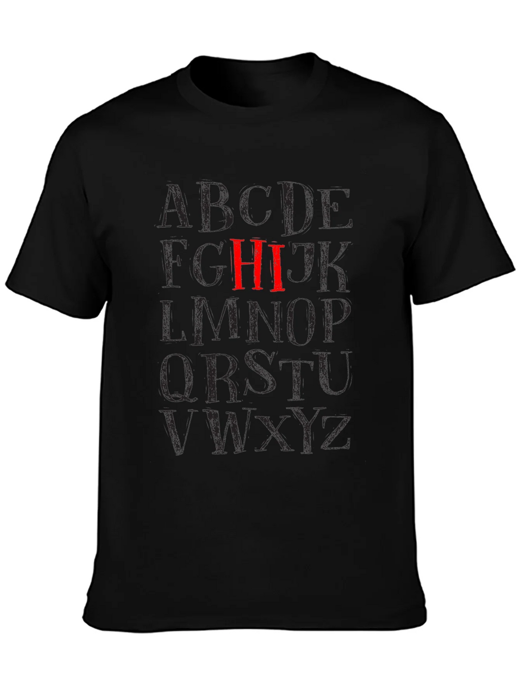 Alphabet HI Black Graphic T-Shirt product image 3
