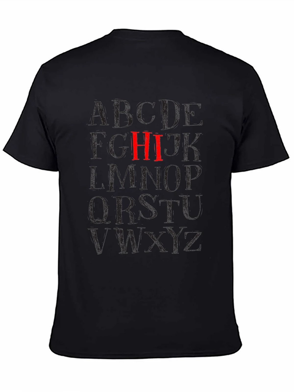 Alphabet HI Black Graphic T-Shirt product image 4