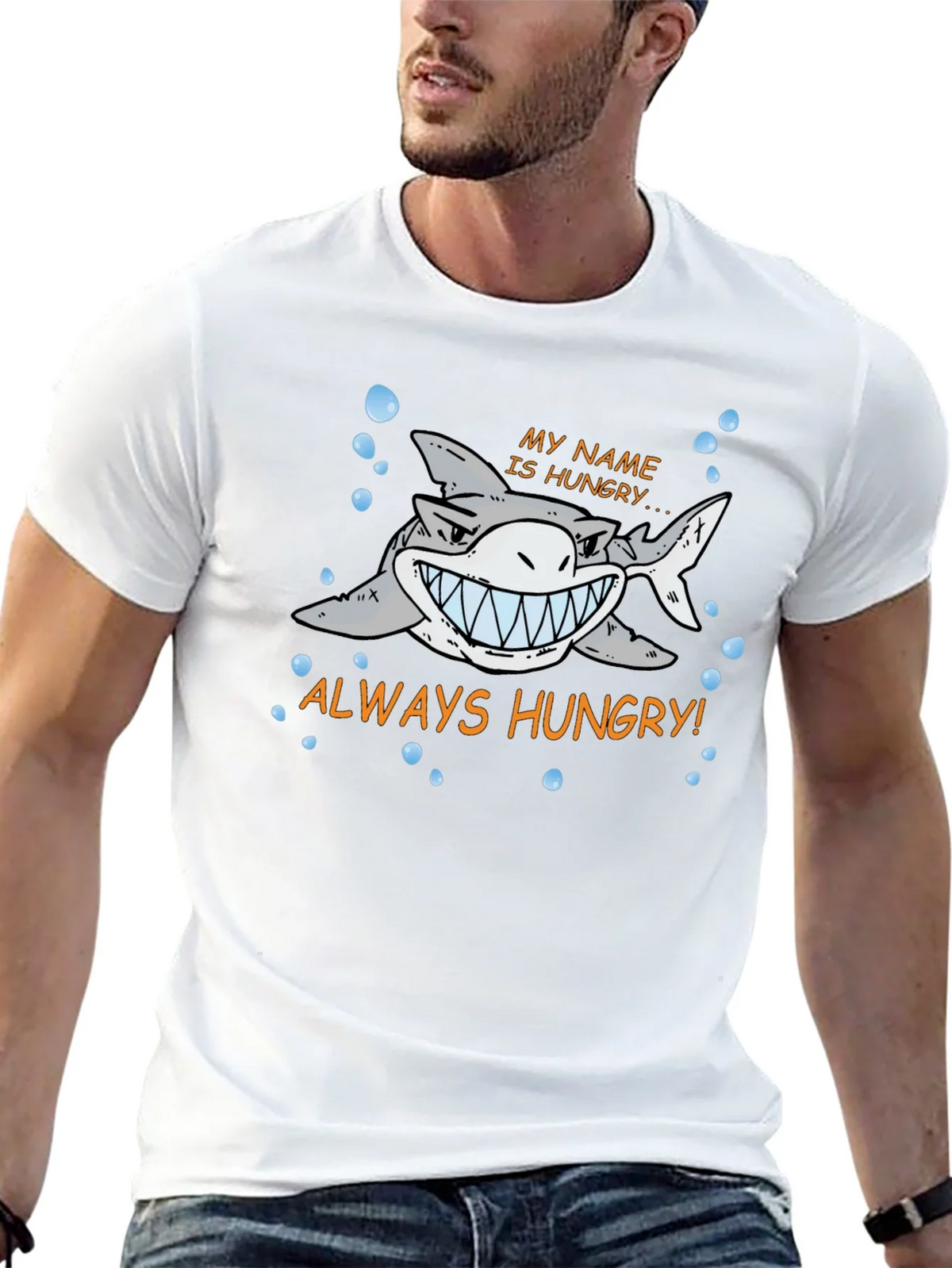 Always Hungry Shark Graphic Print Black T-Shirt product image 12