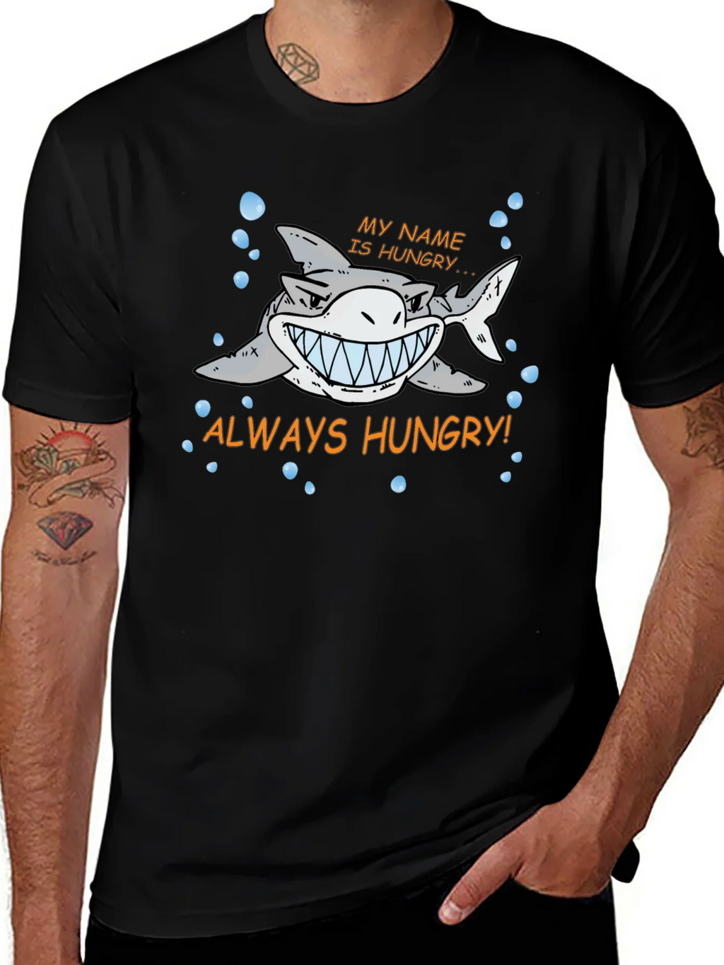 Always Hungry Shark Graphic Print Black T-Shirt product image 1