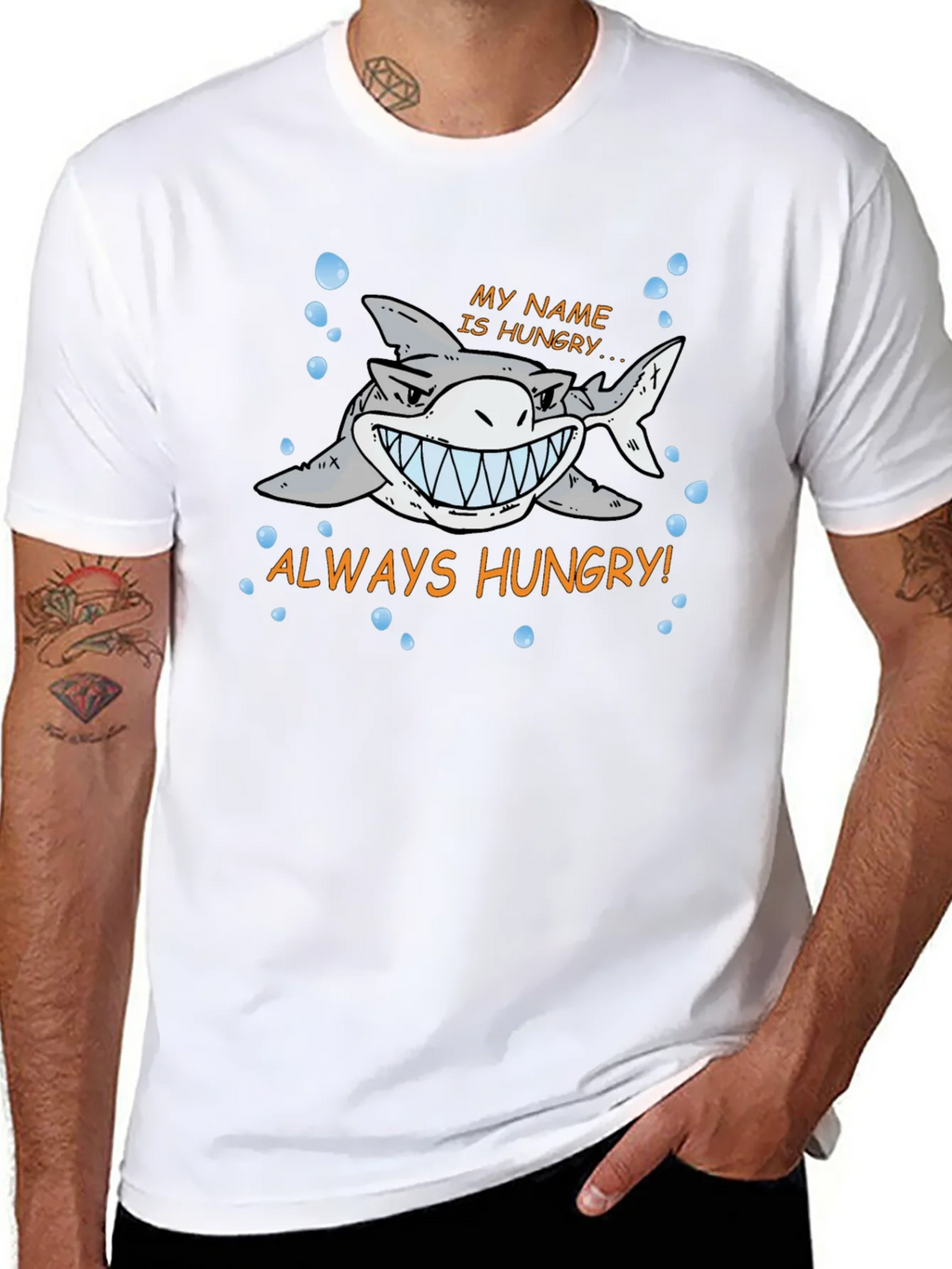 Always Hungry Shark Graphic Print Black T-Shirt product image 7