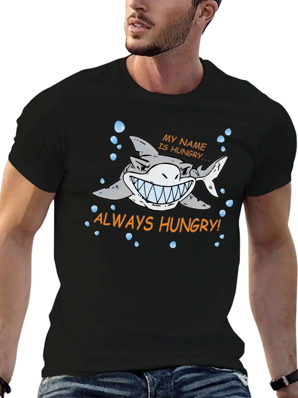 Always Hungry Shark Graphic Print Black T-Shirt product image 6