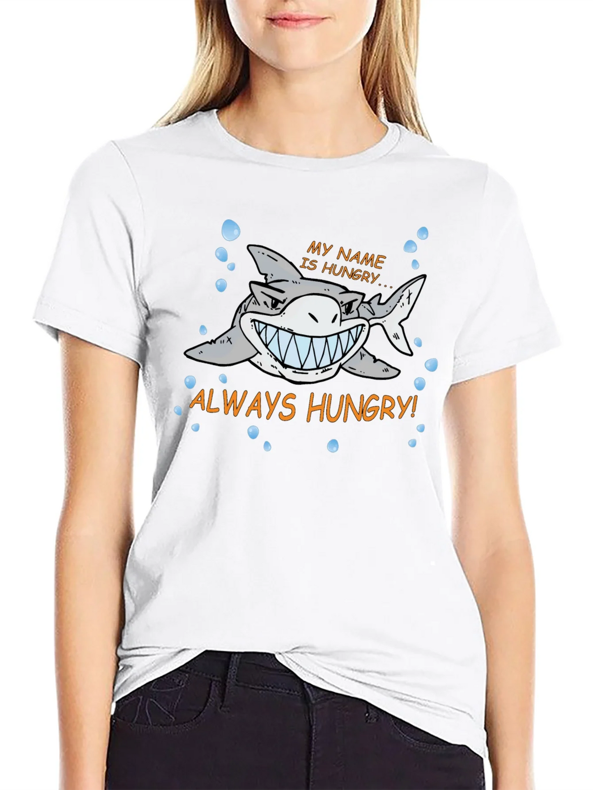 Always Hungry Shark Graphic Print Black T-Shirt product image 8