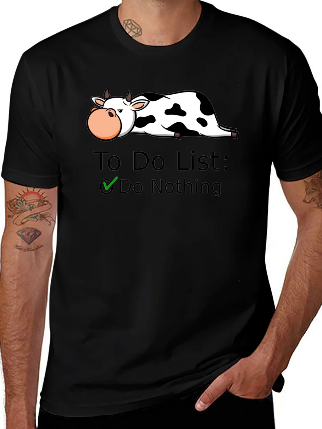 Lazy Cow To-Do List Graphic T-Shirt - Do Nothing! product image 1