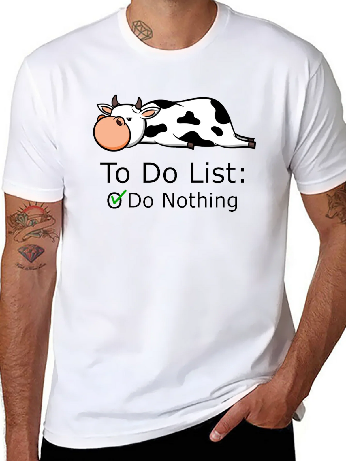 Lazy Cow To-Do List Graphic T-Shirt - Do Nothing! product image 7