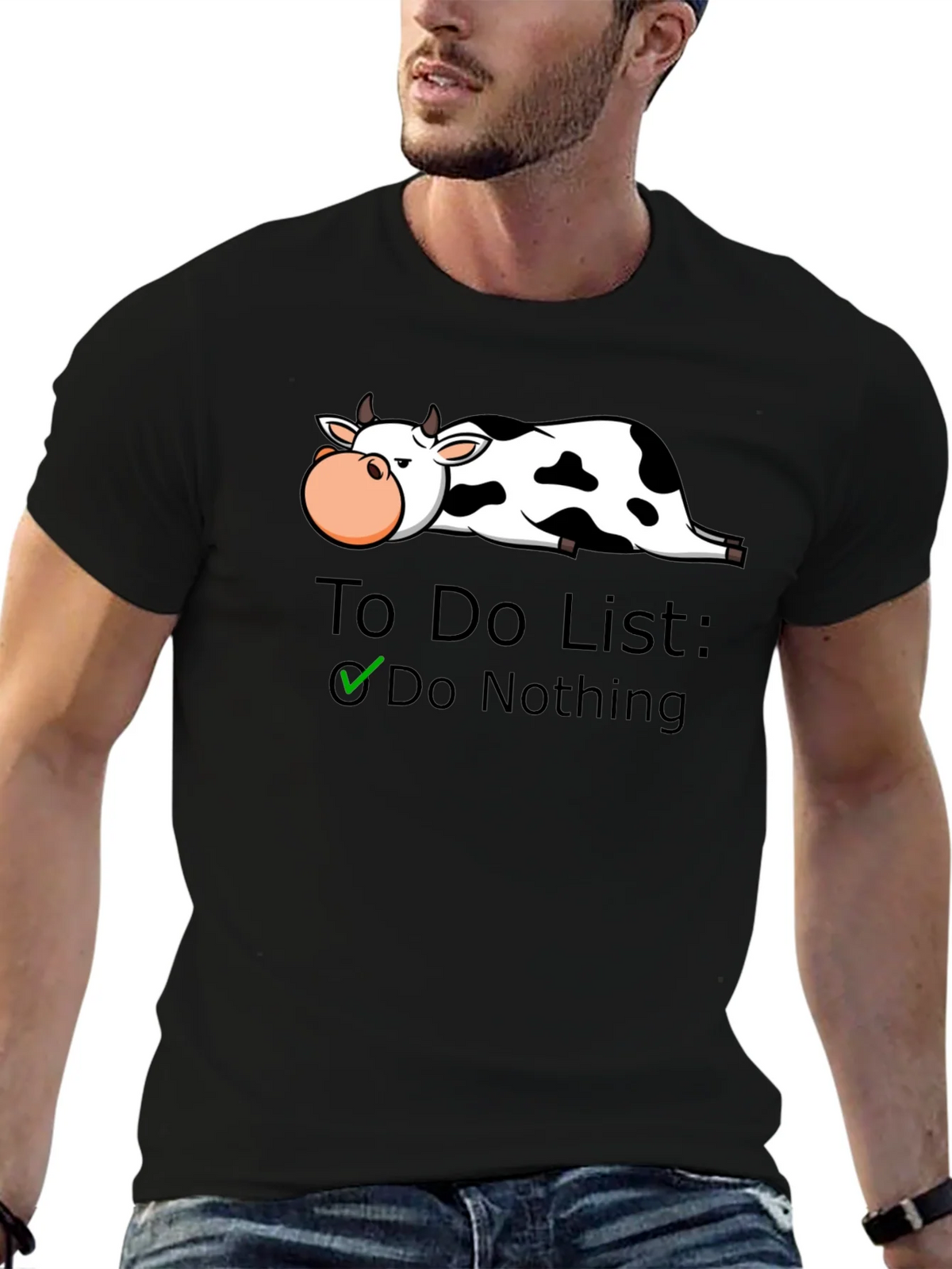 Lazy Cow To-Do List Graphic T-Shirt - Do Nothing! product image 6