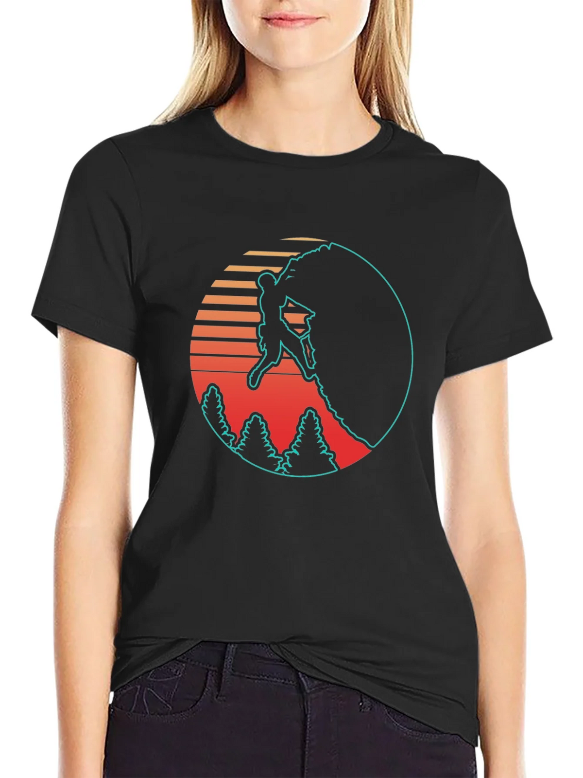 Retro Rock Climbing Black T-Shirt product image 2