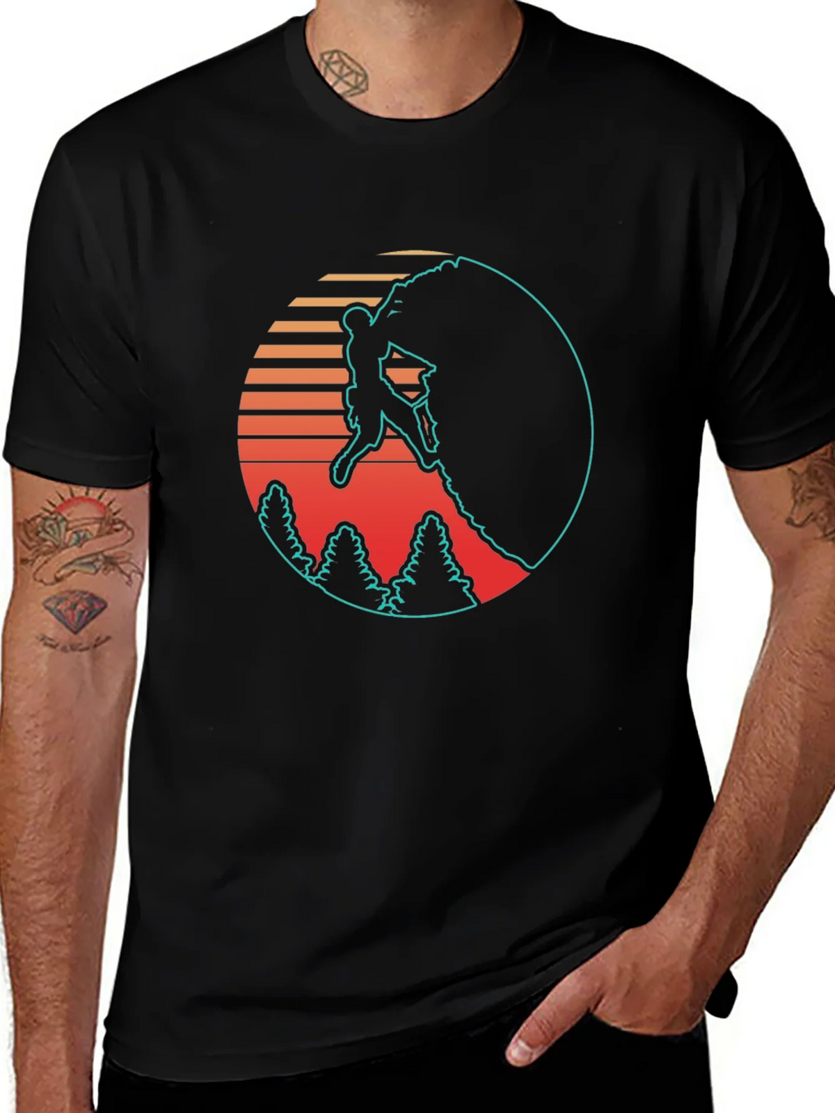 Retro Rock Climbing Black T-Shirt product image 1