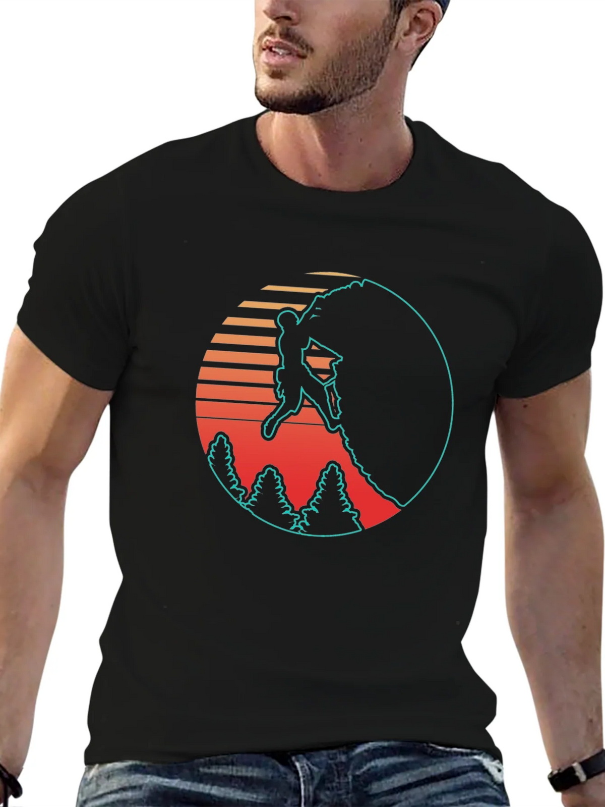 Retro Rock Climbing Black T-Shirt product image 6