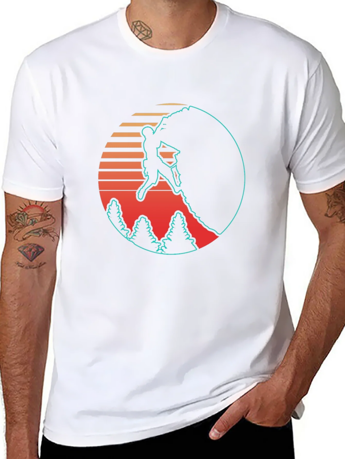 Retro Rock Climbing Black T-Shirt product image 7