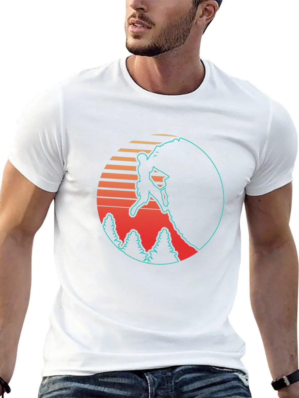 Retro Rock Climbing Black T-Shirt product image 12