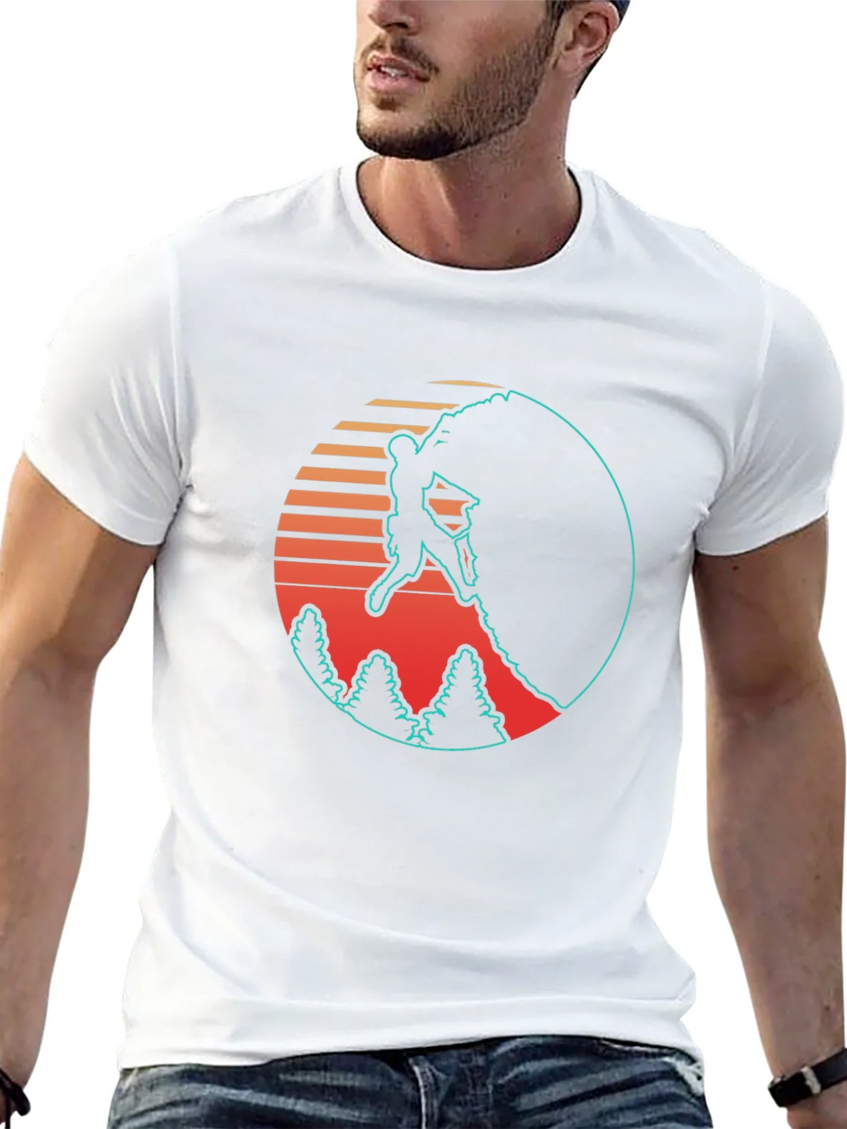 Retro Rock Climbing Black T-Shirt product image 12
