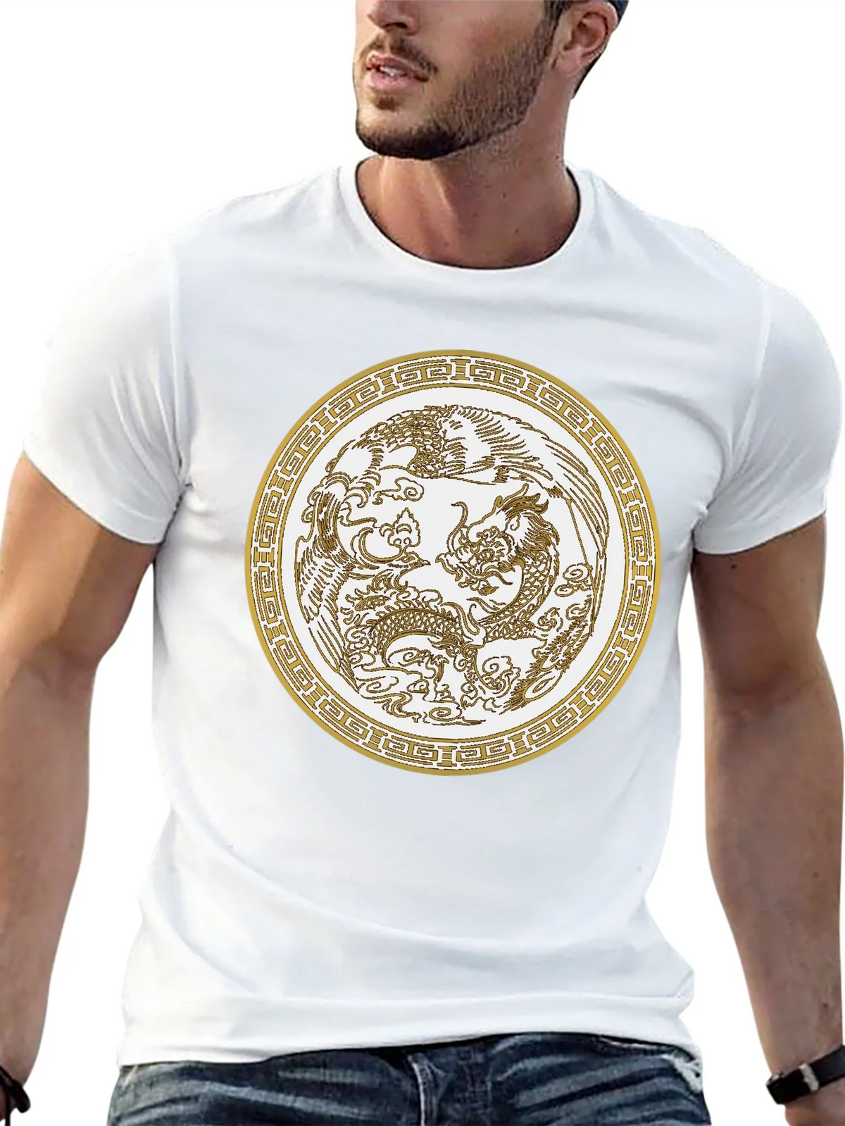 Dragon & Phoenix Graphic Tee - Unisex Black T-Shirt product image 12