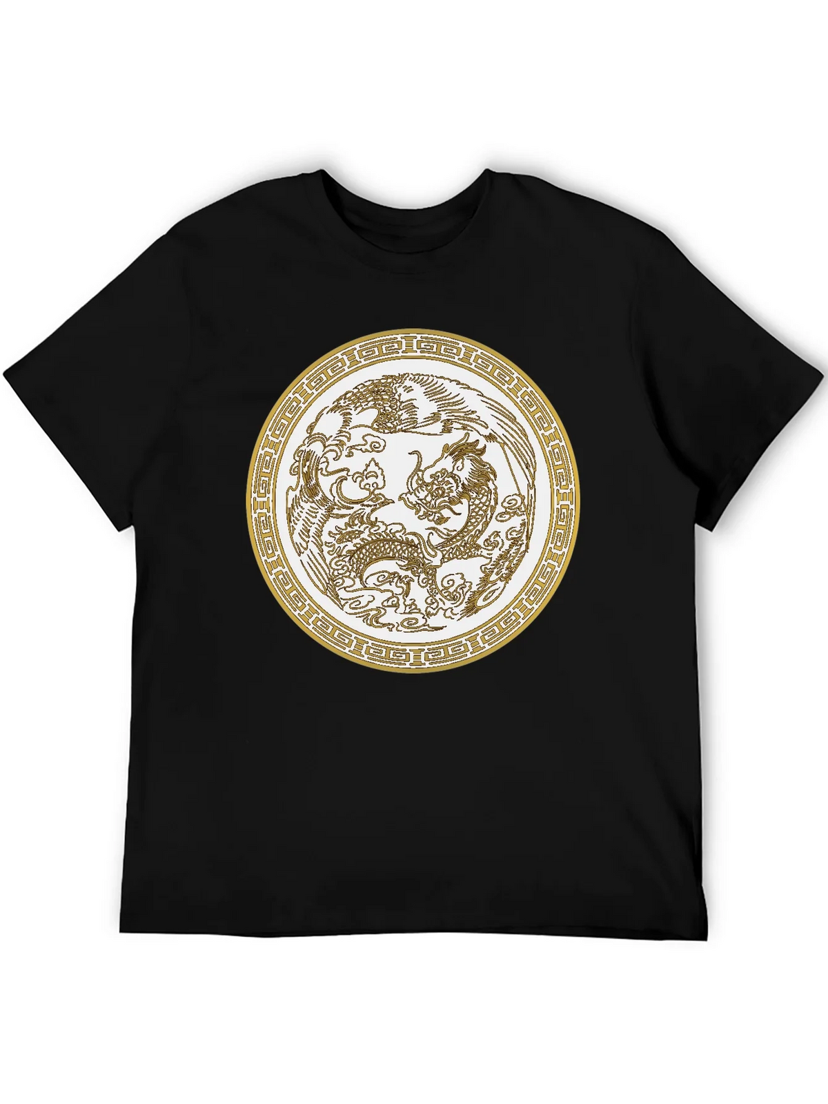 Dragon & Phoenix Graphic Tee - Unisex Black T-Shirt product image 5