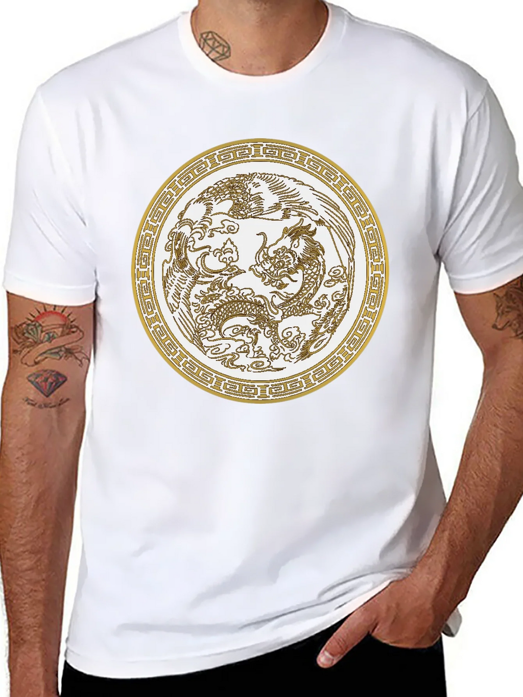 Dragon & Phoenix Graphic Tee - Unisex Black T-Shirt product image 7