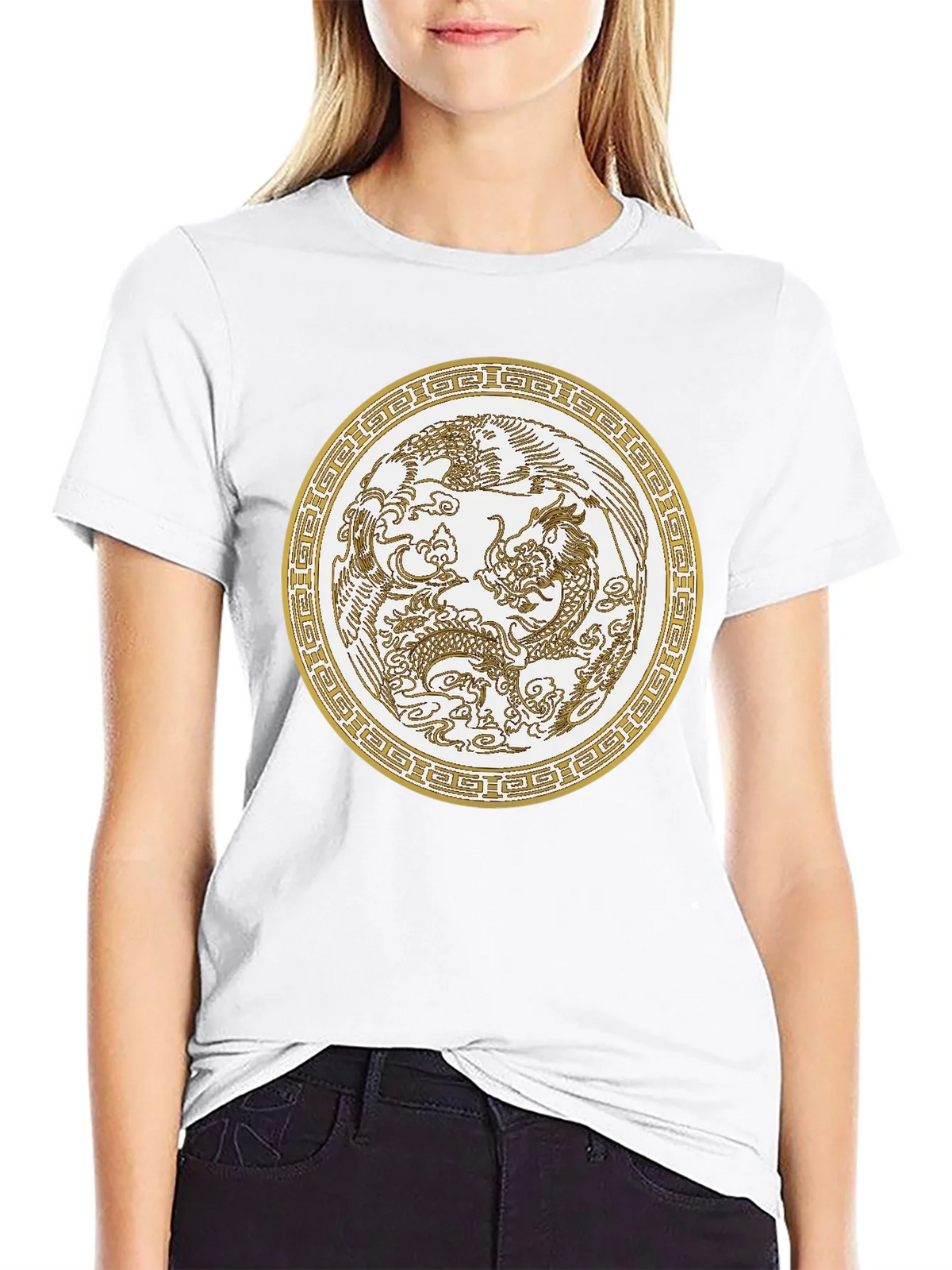 Dragon & Phoenix Graphic Tee - Unisex Black T-Shirt product image 8