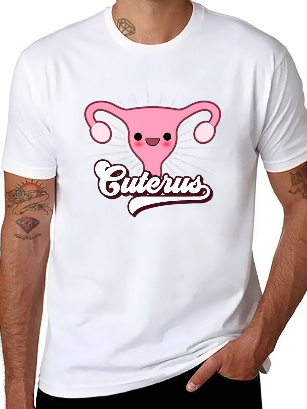 Cuterus Black Graphic Tee - Funny Uterus Shirt product image 6