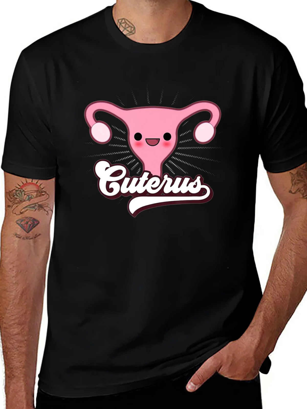 Cuterus Black Graphic Tee - Funny Uterus Shirt product image 1