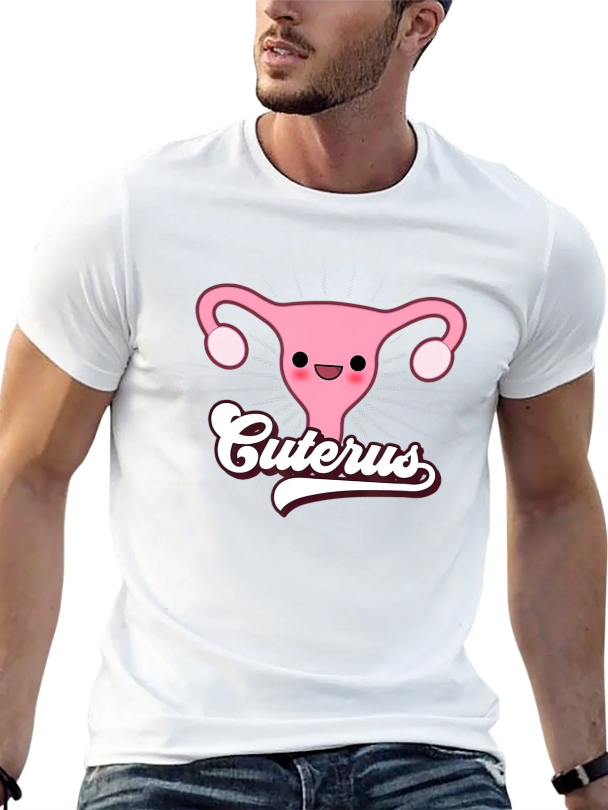 Cuterus Black Graphic Tee - Funny Uterus Shirt product image 11