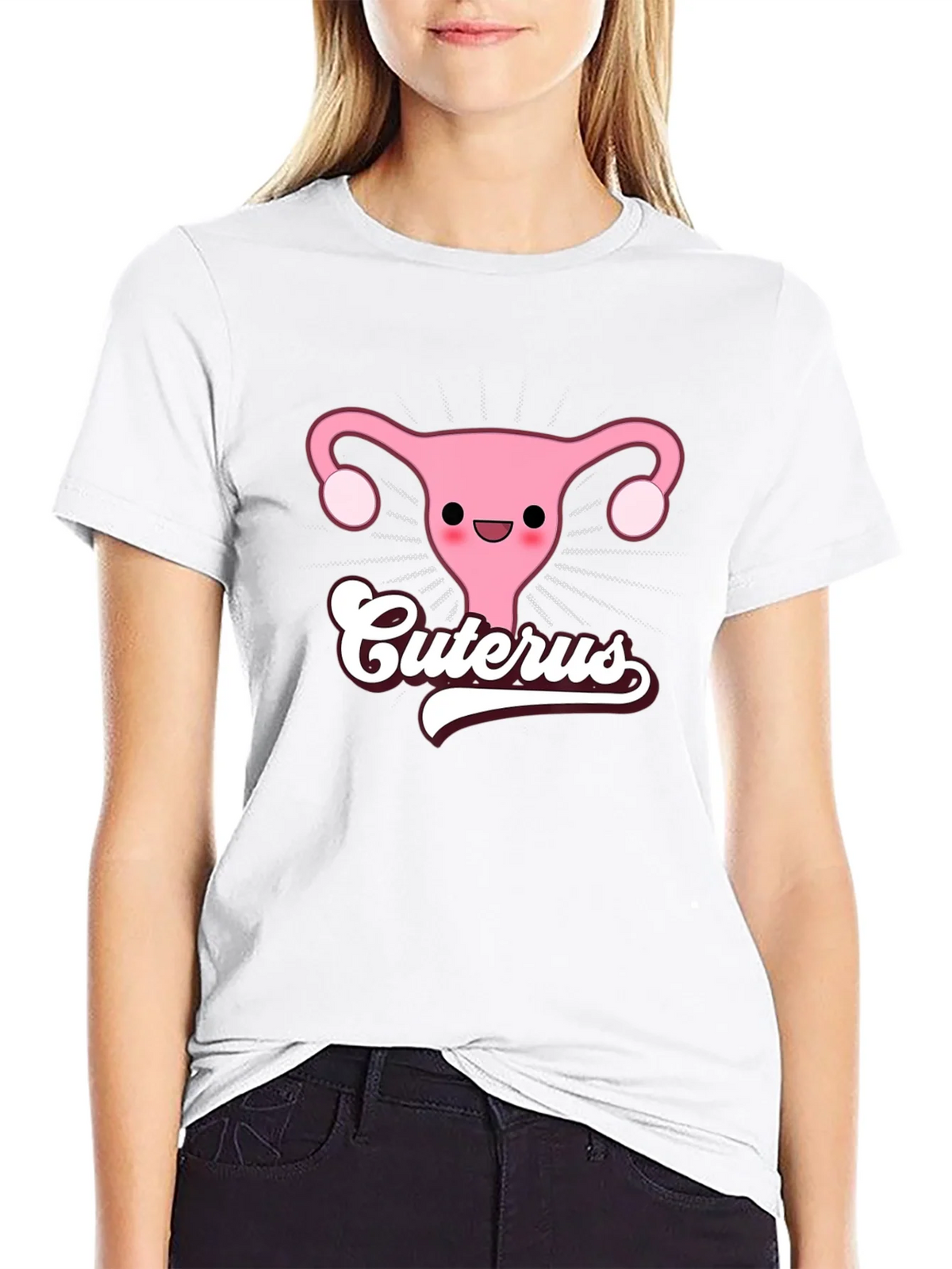 Cuterus Black Graphic Tee - Funny Uterus Shirt product image 7
