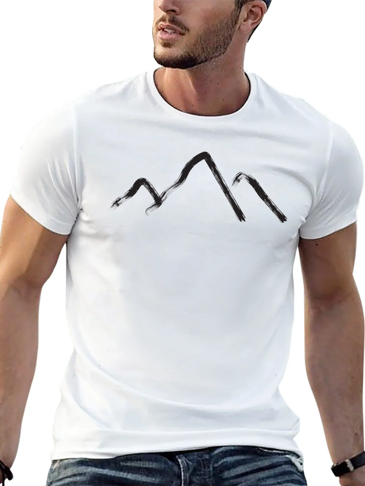 Mountain Silhouette Graphic Tee - Black Casual T-Shirt product image 12