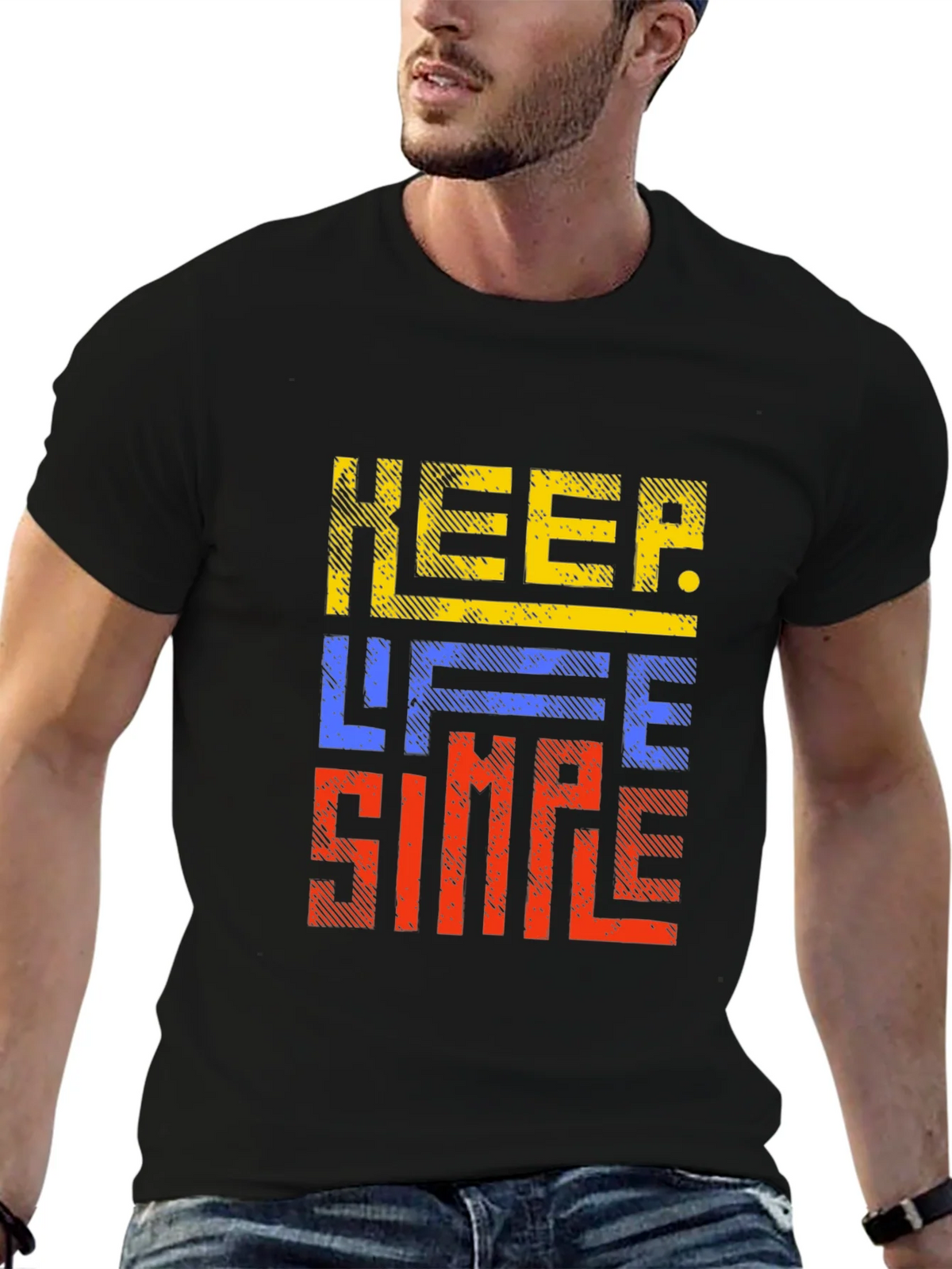 Keep Life Simple Graphic Print Black T-Shirt product image 6