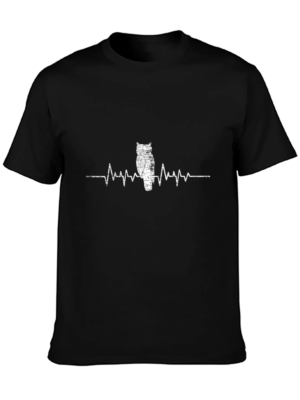 Owl Heartbeat T-Shirt - Black Cotton Tee product image 3