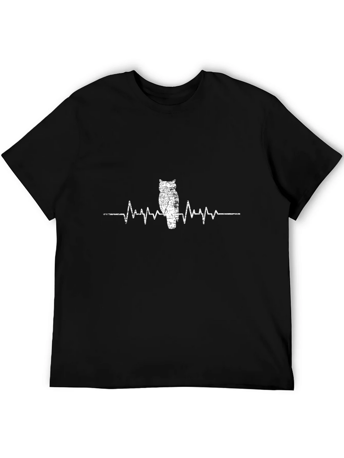 Owl Heartbeat T-Shirt - Black Cotton Tee product image 5