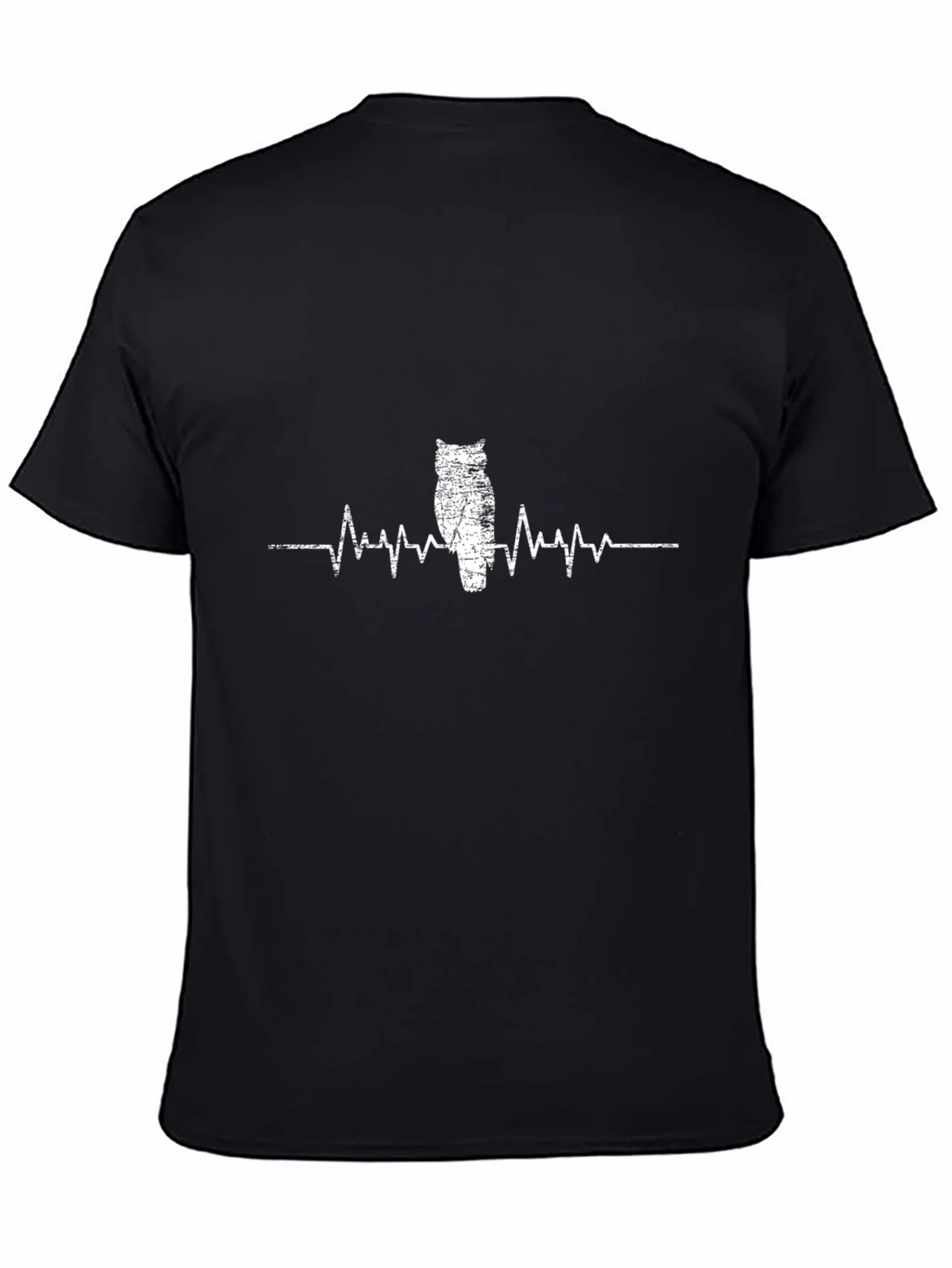 Owl Heartbeat T-Shirt - Black Cotton Tee product image 4