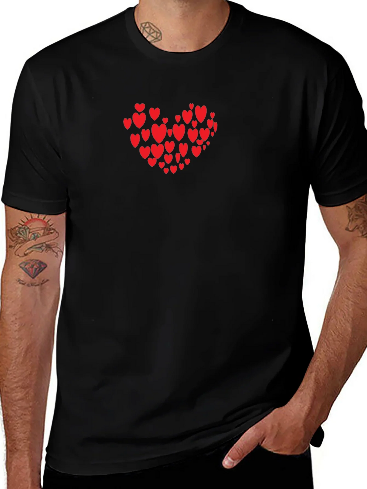 Heart Print Black T-Shirt product image 1