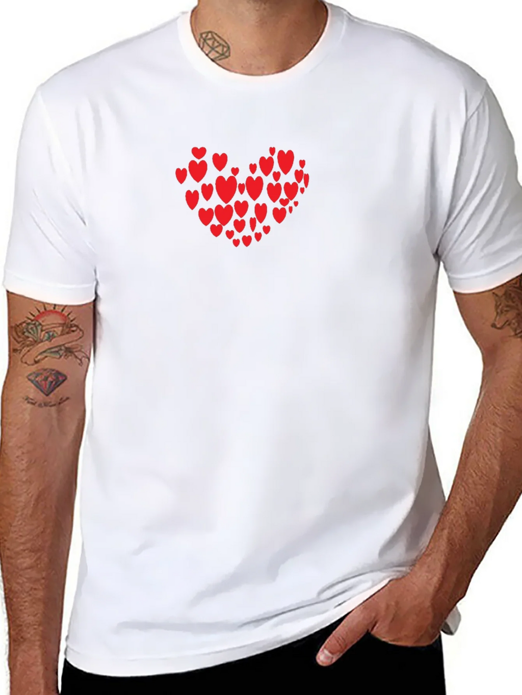 Heart Print Black T-Shirt product image 7