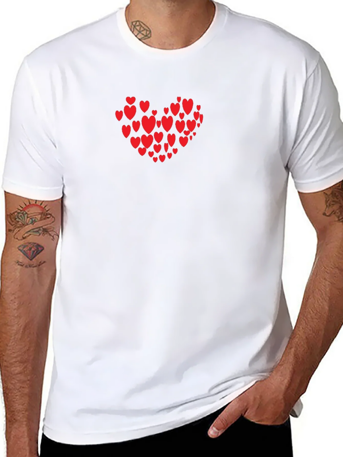 Heart Print Black T-Shirt product image 7