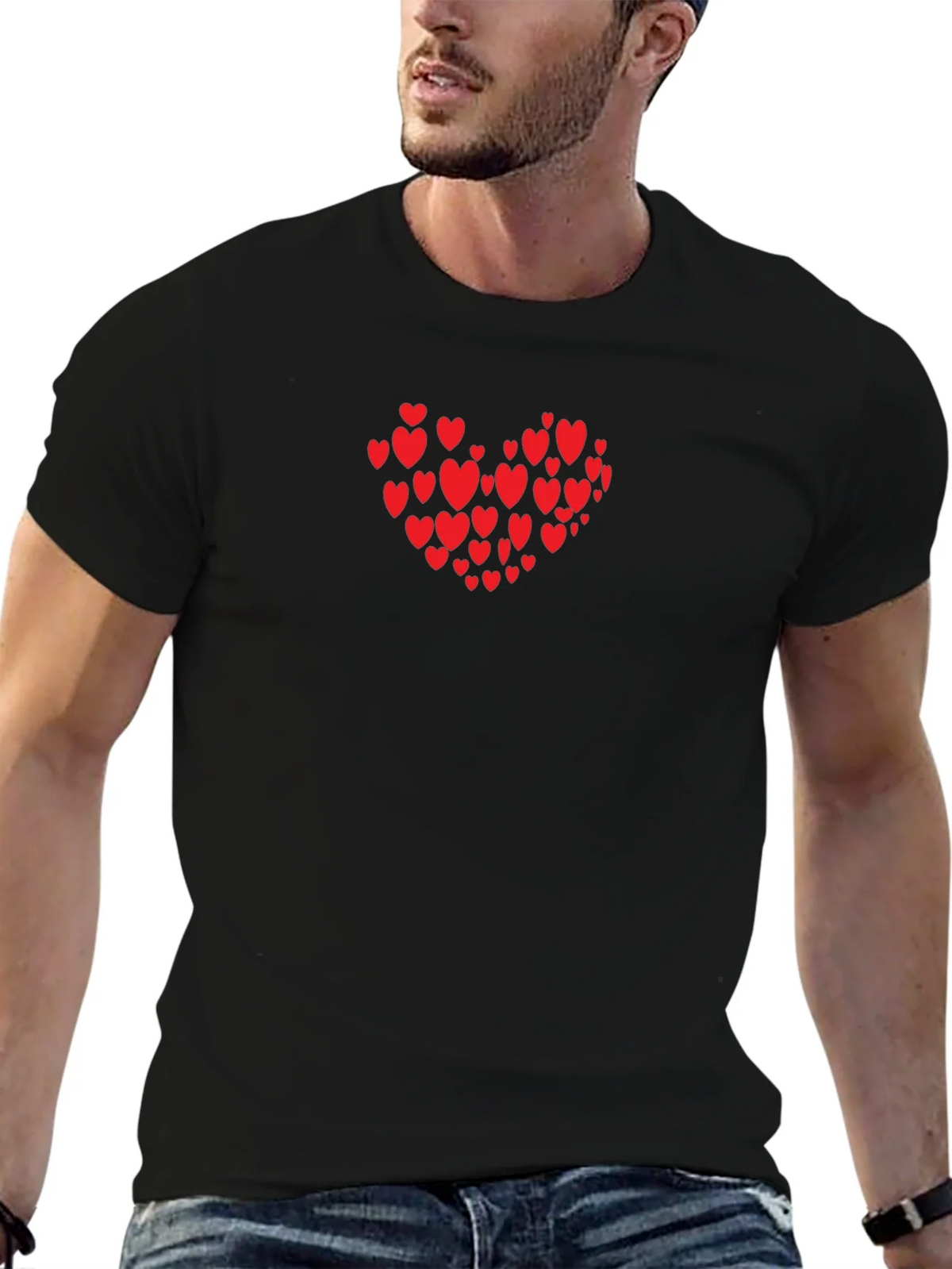 Heart Print Black T-Shirt product image 6