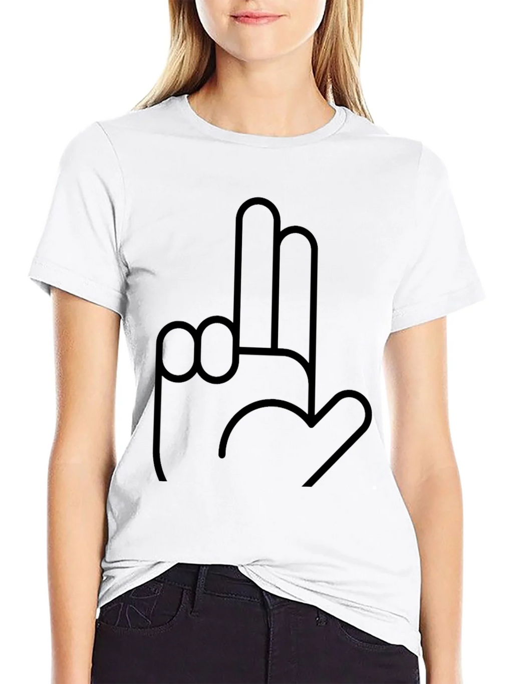 Novelty Hand Gesture Graphic Black T-Shirt product image 8