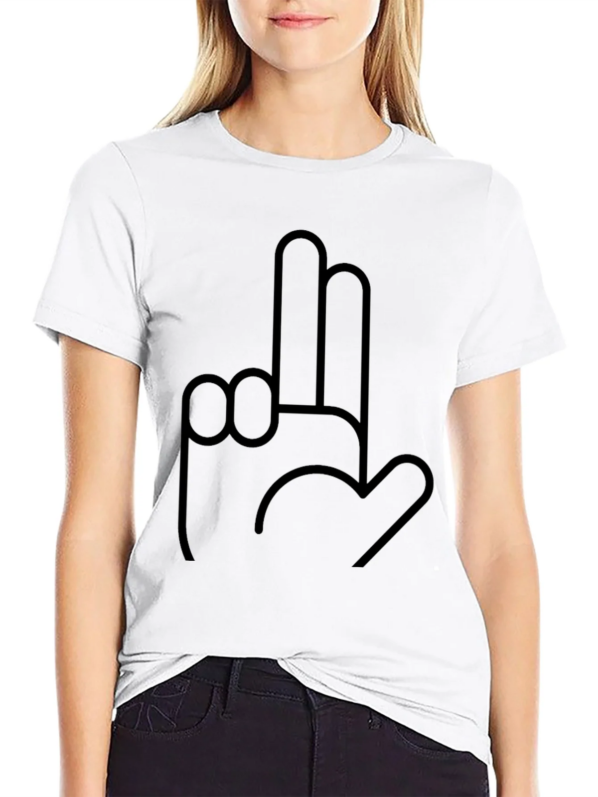 Novelty Hand Gesture Graphic Black T-Shirt product image 8