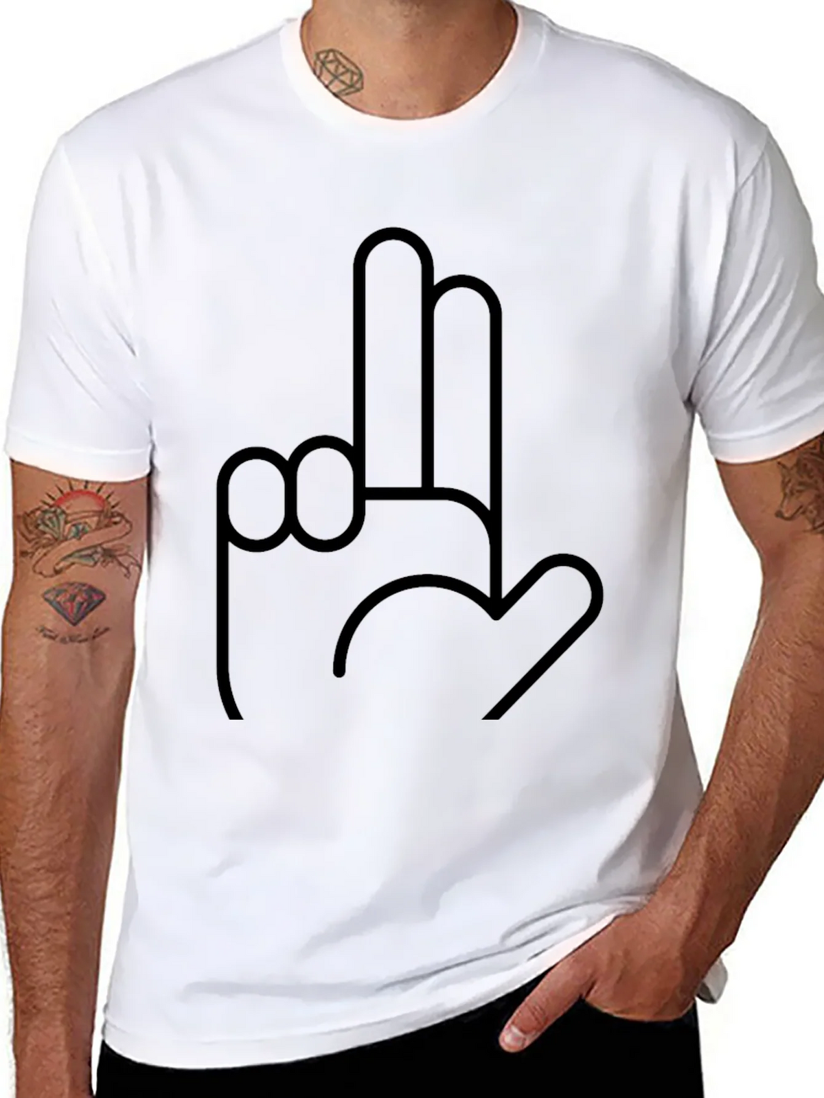 Novelty Hand Gesture Graphic Black T-Shirt product image 7