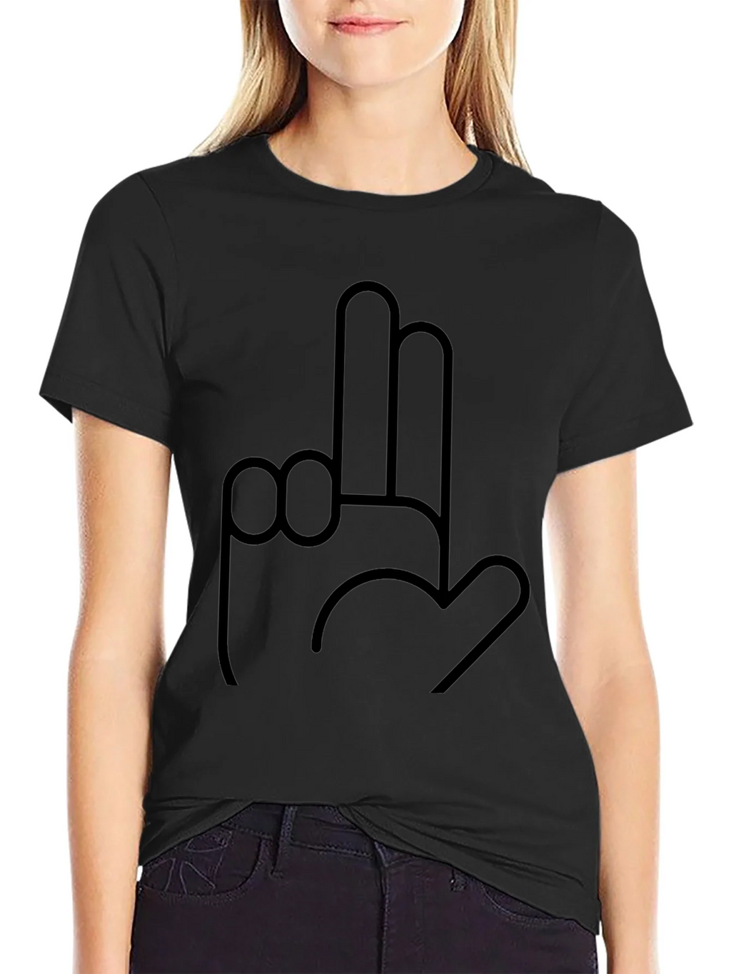 Novelty Hand Gesture Graphic Black T-Shirt product image 2