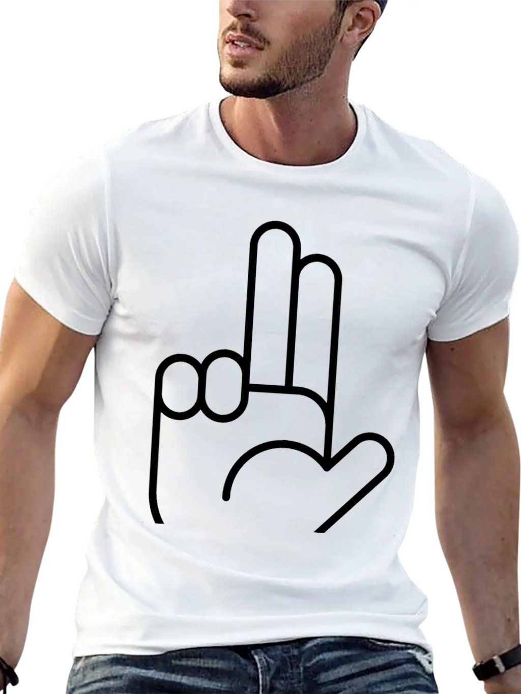 Novelty Hand Gesture Graphic Black T-Shirt product image 12