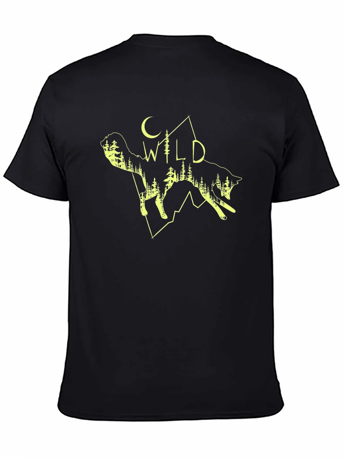 Wild Wolf Graphic Tee - Black Cotton T-Shirt product image 4