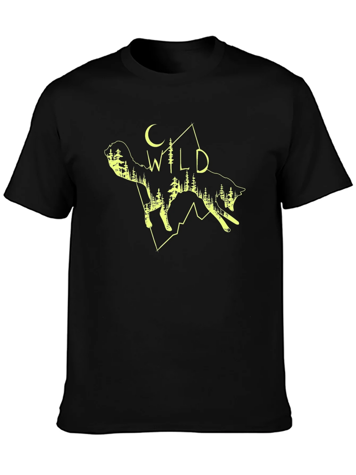 Wild Wolf Graphic Tee - Black Cotton T-Shirt product image 3