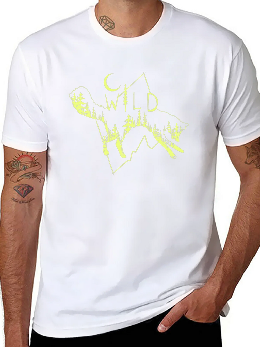 Wild Wolf Graphic Tee - Black Cotton T-Shirt product image 7